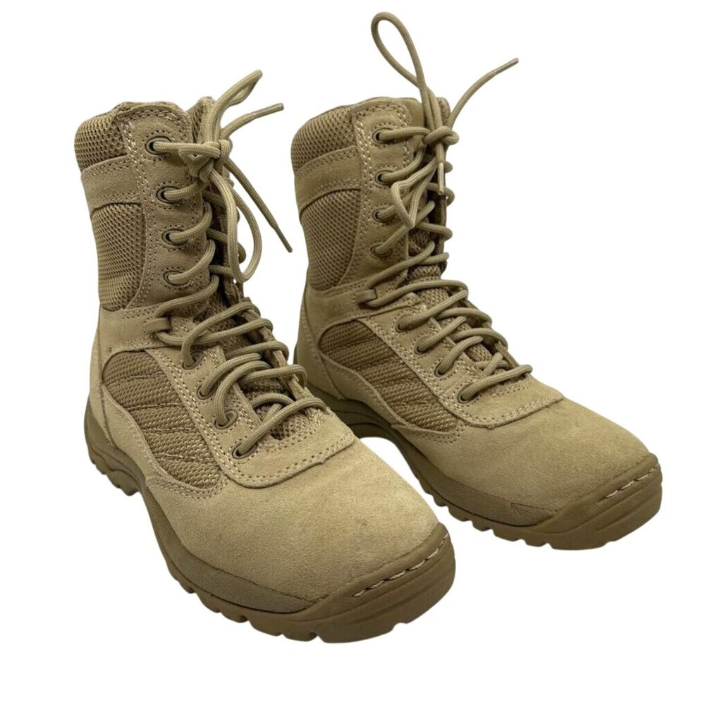 Phenix Gear Womens Combat Boots Brown Khaki‎ Tan Suede Mid Calf Lace Up 5 M NWOT